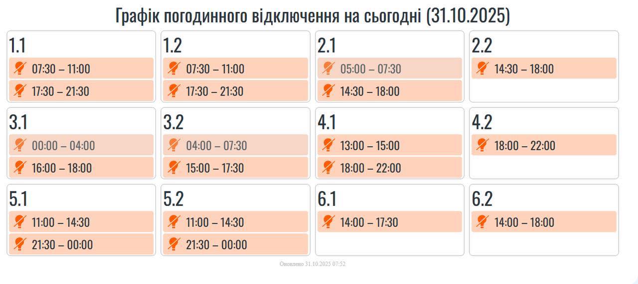 Зміни в графіках погодинних вимкнень на Прикарпатті