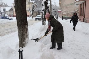 Чиновники Івано-Франківська вийшли прибирати сніг